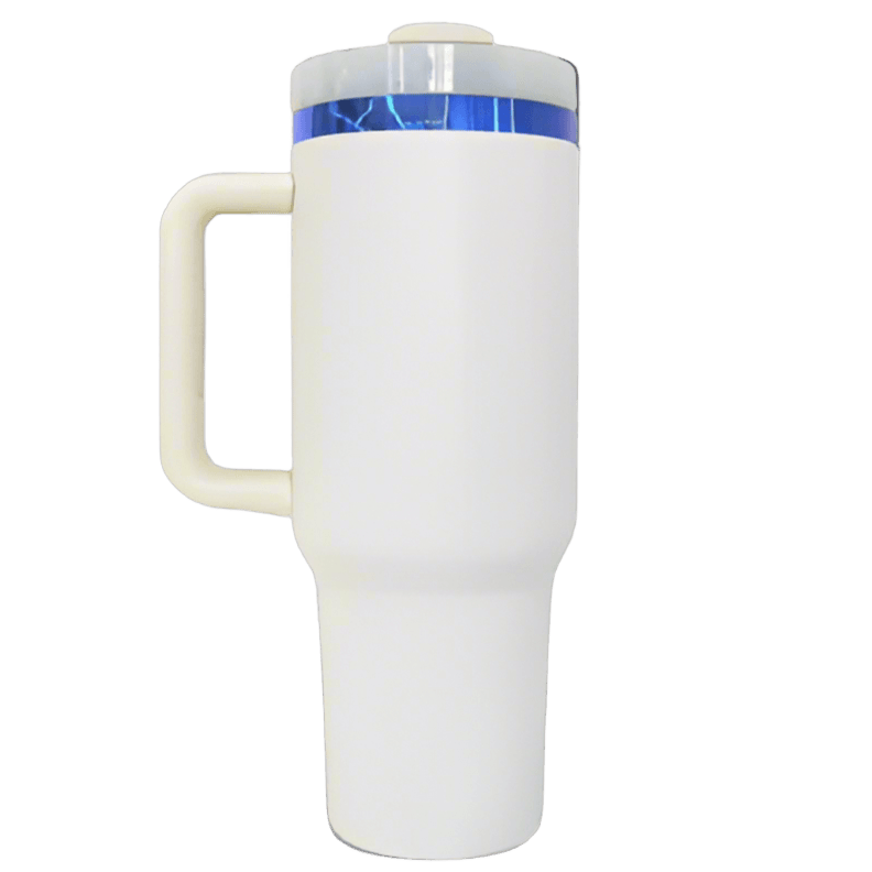 40oz Blue Plated Tumbler - Cream