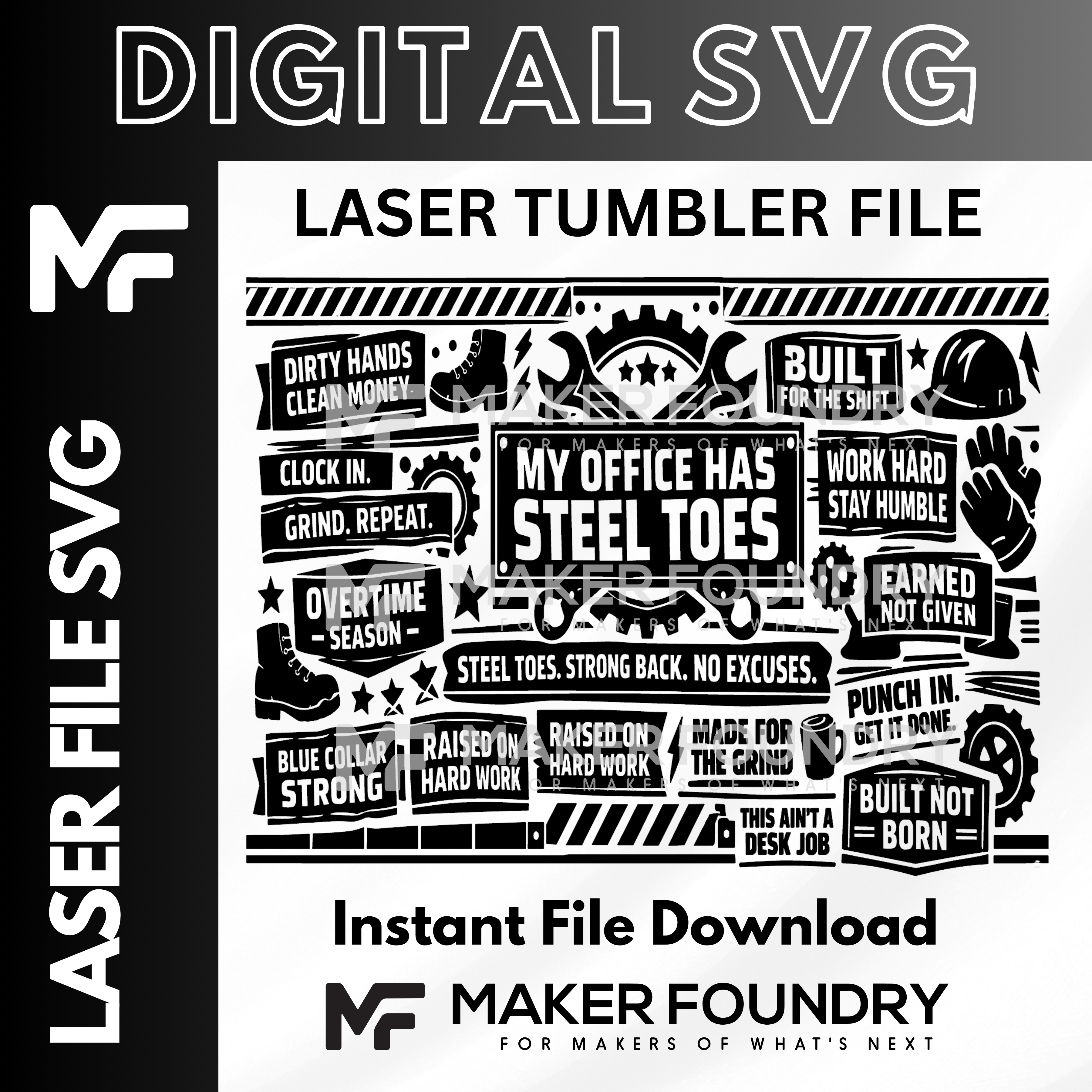 Blue Collar Tumbler Wrap – SVG | Laser File