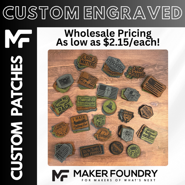 Custom Laser Engraved Leatherette Hat Patches |  Wholesale