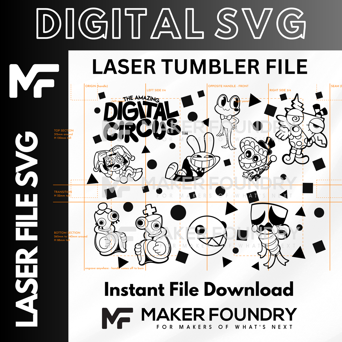Amazing Digital Circus – Tumbler Wrap SVG | Laser Engraving Design