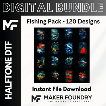 Fishing DTF Halftone Design Pack | 120 Designs