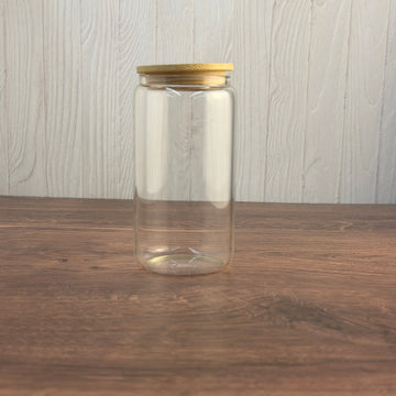 16oz Glass Tumbler with Bamboo Lid