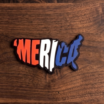 ‘Merica Shaped Patriotic | UV Printed Leather Hat Patch