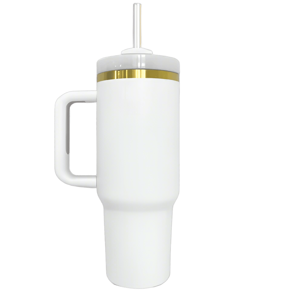 40oz Gold Plated Tumbler - White
