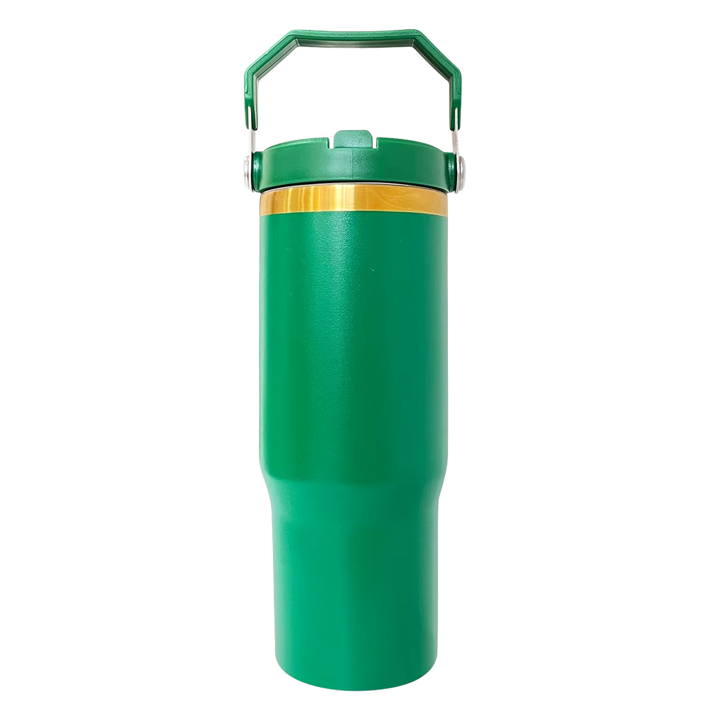 30oz Gold Plated Flip Tumbler - Green