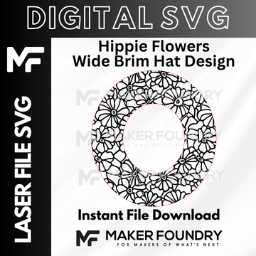 Hippie Flower Wide Brim Hat Design | Laser Engraving File SVG