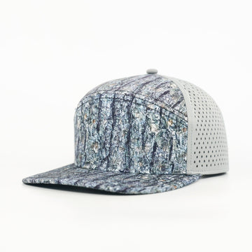Waterproof Camo Hat | Tree Bark Camo with Grey Back | Performance Waterproof 7-Panel Hat