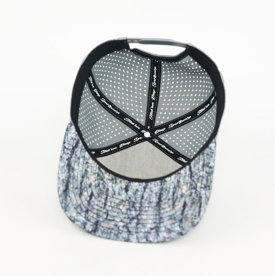 Waterproof Camo Hat | Tree Bark Camo with Grey Back | Performance Waterproof 7-Panel Hat