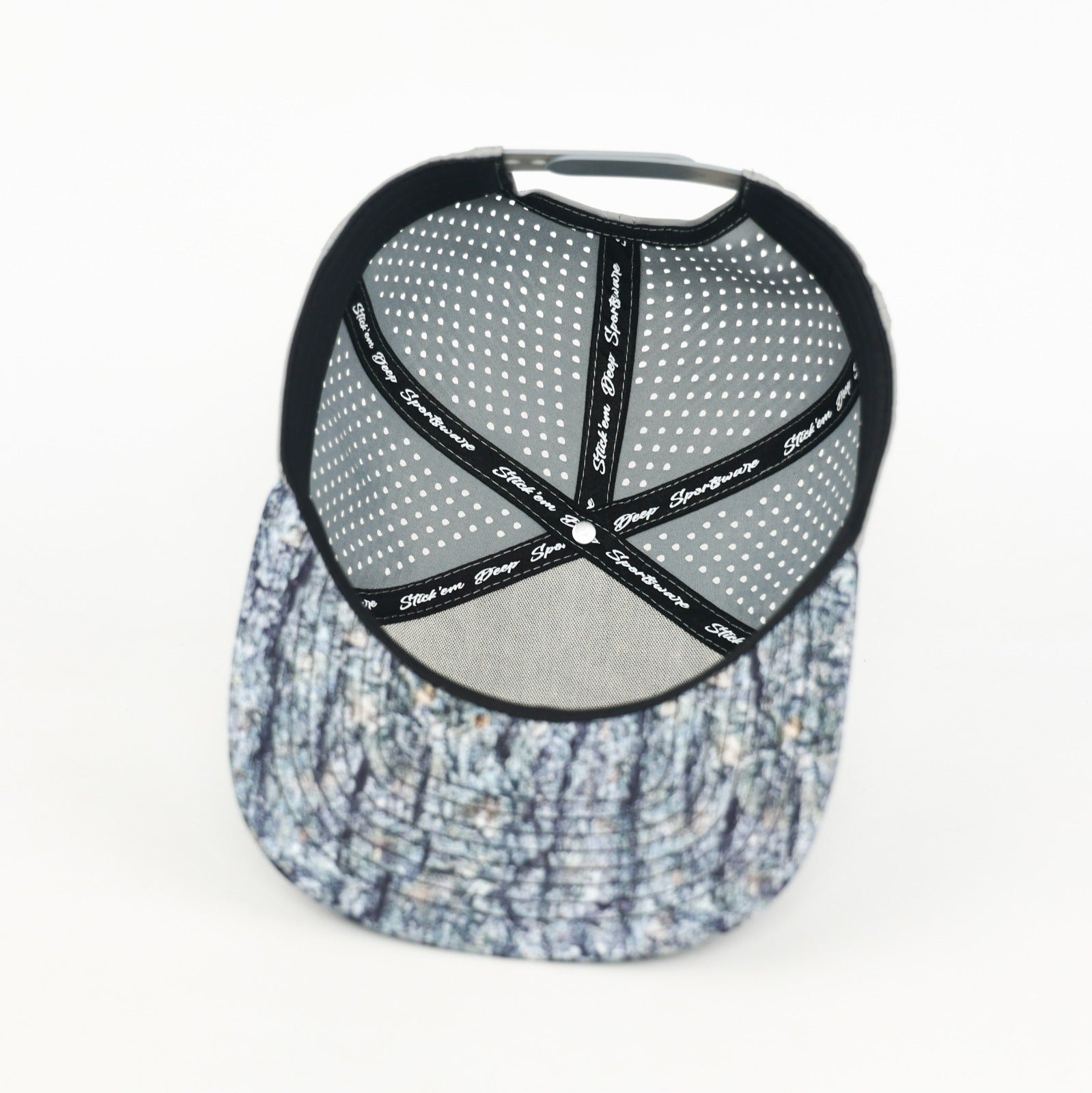 Waterproof Camo Hat | Tree Bark Camo with Grey Back | Performance Waterproof 7-Panel Hat