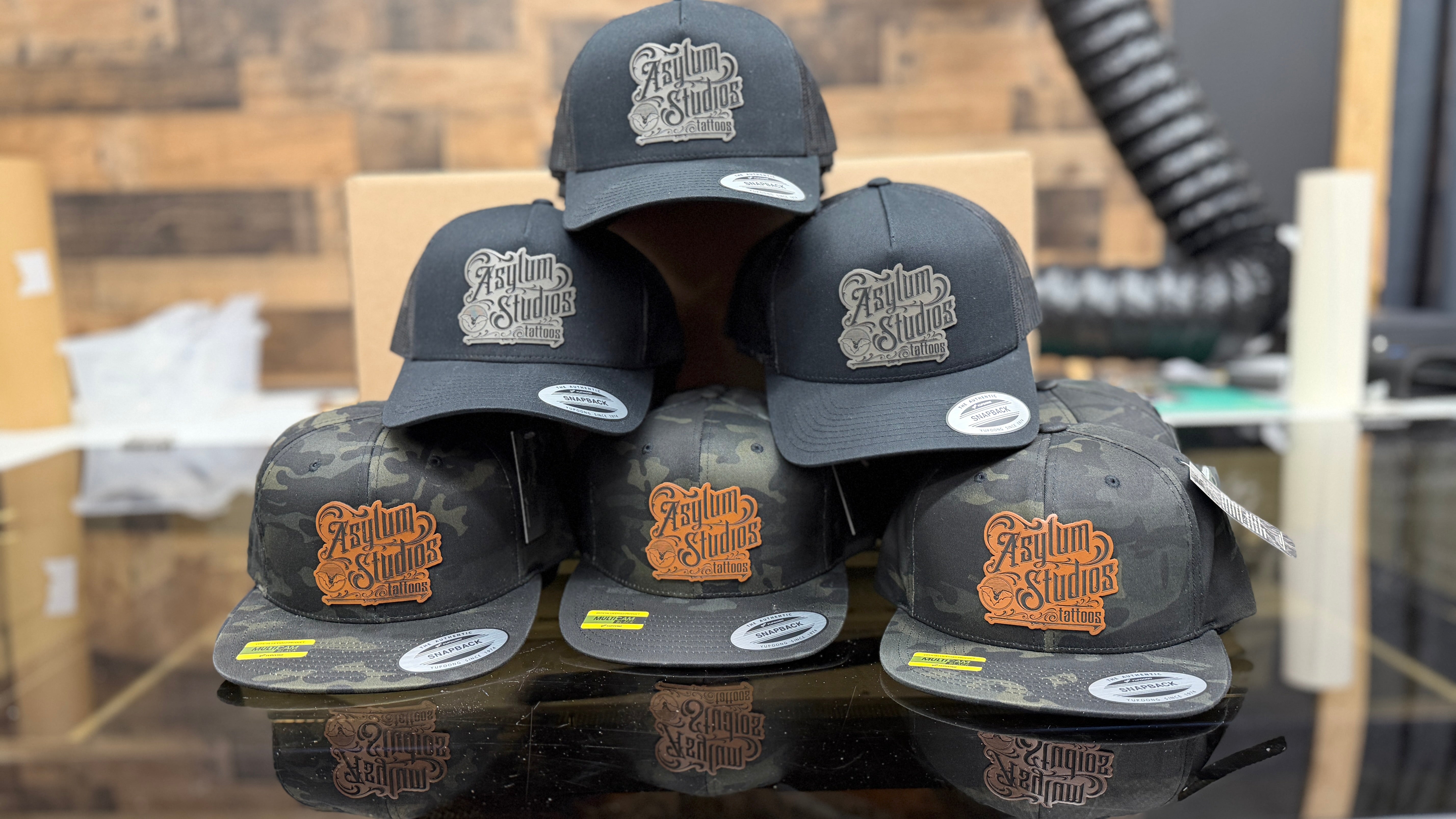 Custom Laser Engraved Leatherette Hat Patches |  Wholesale
