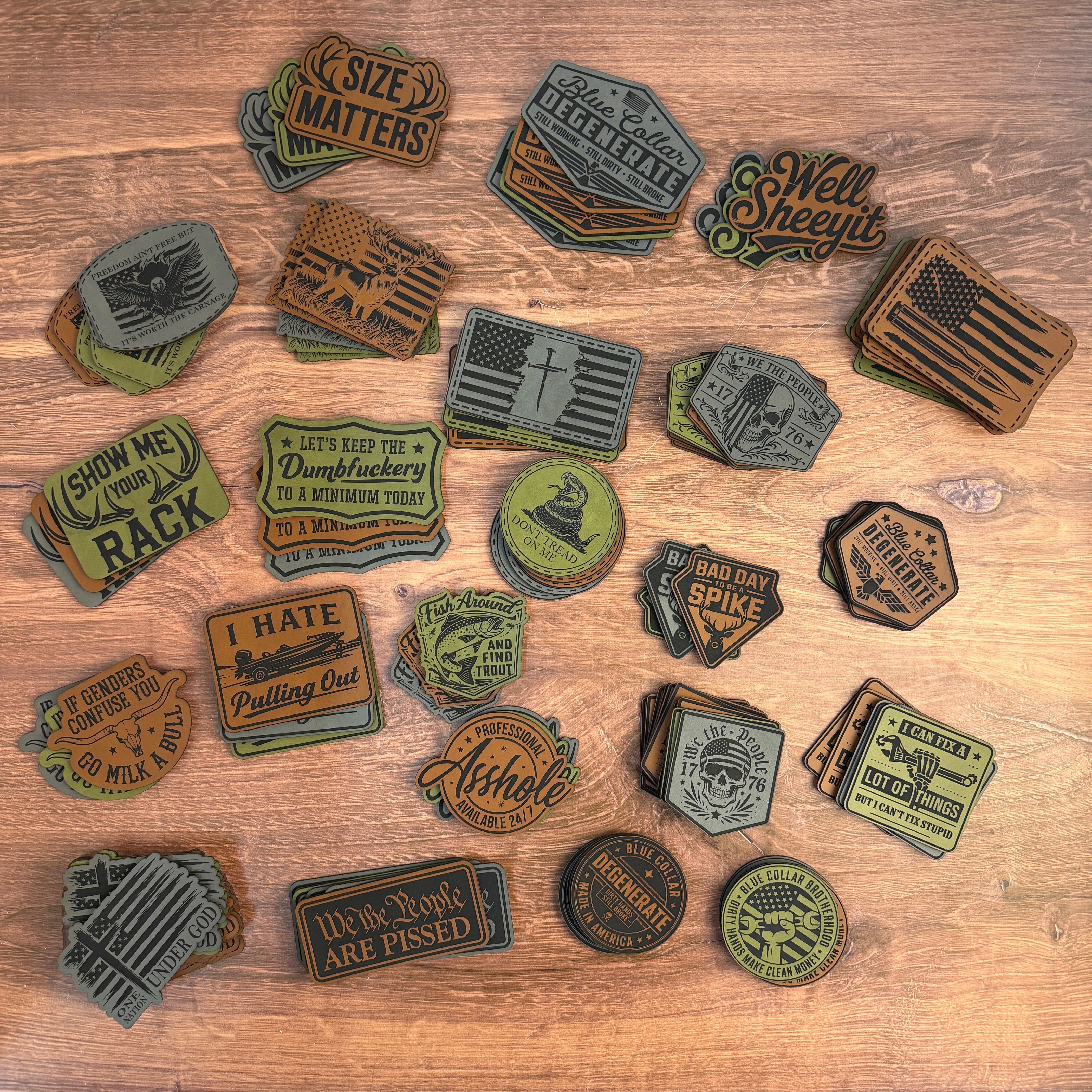 Custom Laser Engraved Leatherette Hat Patches |  Wholesale
