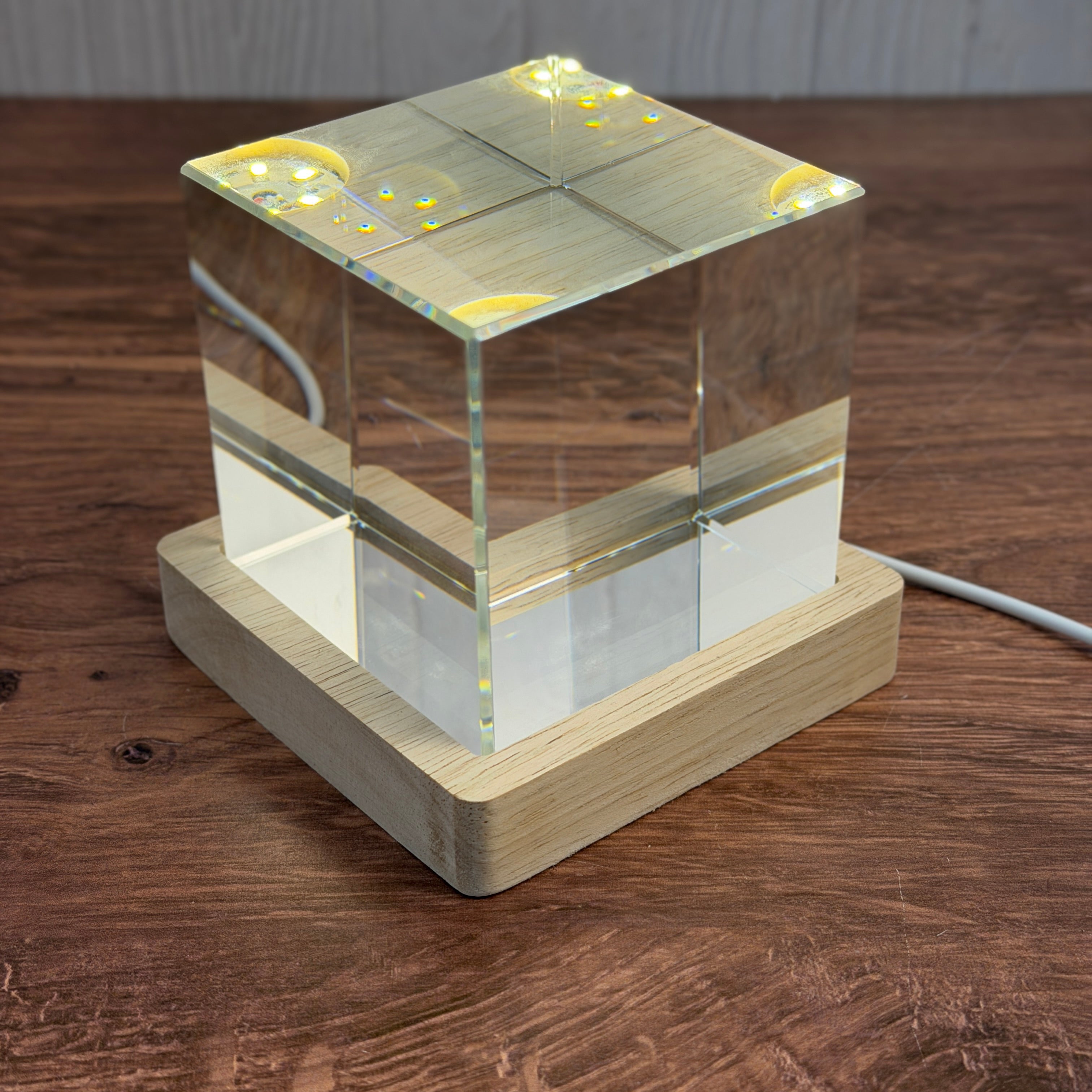 K9 Crystal With LED Base & Gift Box - 80mm Cube