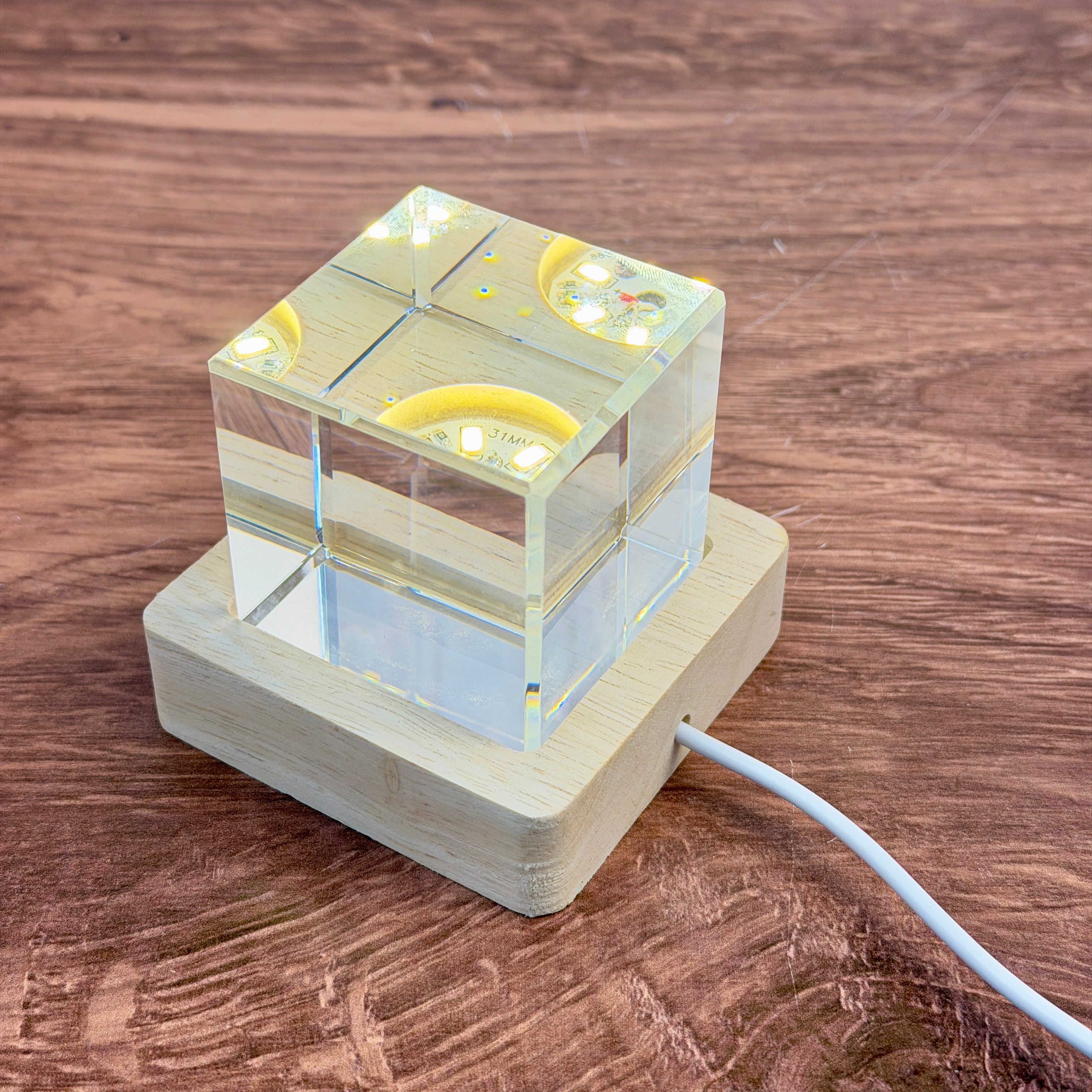 K9 Crystal With LED Base & Gift Box - 50mm Cube