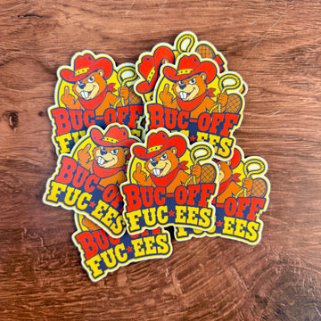 BUC-OFF FUC-EES Parody Beaver | UV Printed Leather Hat Patch