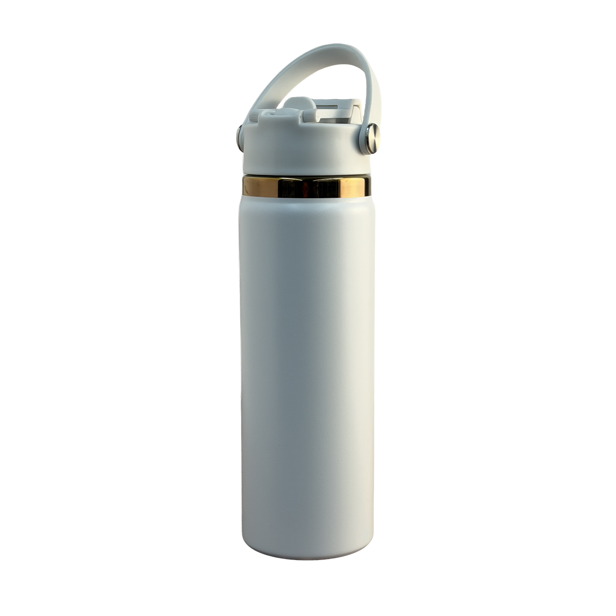 20oz Copper Plated Sports Bottle with 2-in-1 Lid - White
