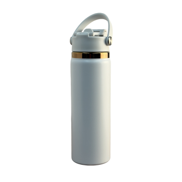 20oz Copper Plated Sports Bottle with 2-in-1 Lid - White