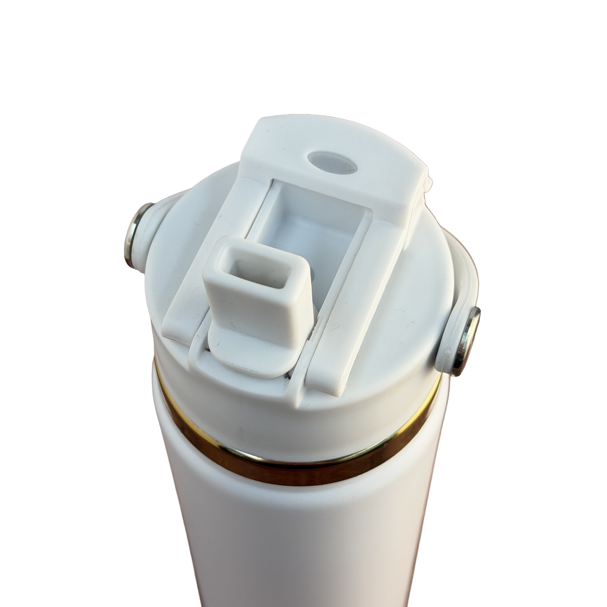 20oz Copper Plated Sports Bottle with 2-in-1 Lid - White