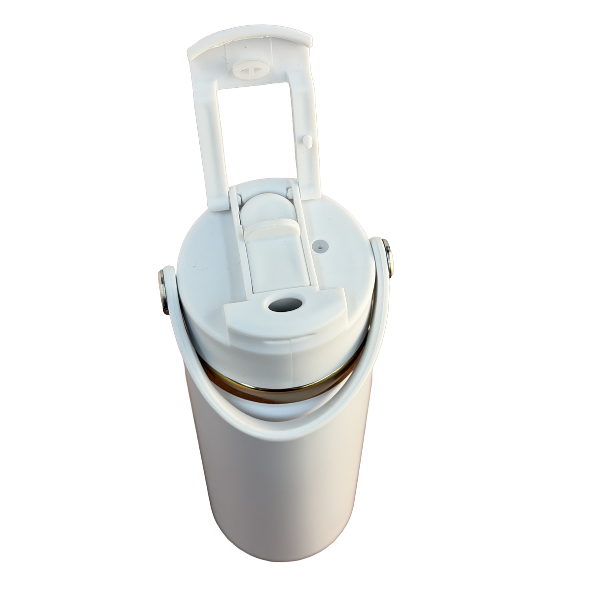 20oz Copper Plated Sports Bottle with 2-in-1 Lid - White