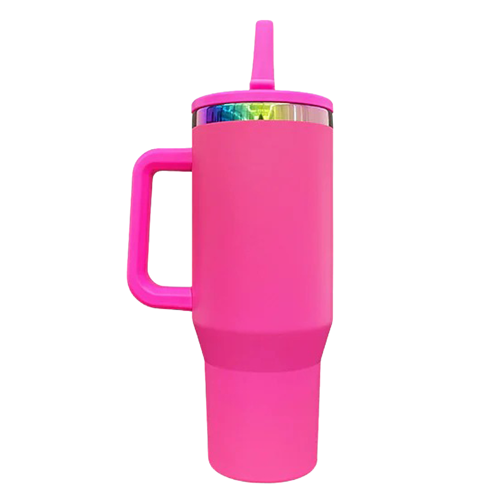 40oz Leak Proof Rainbow Plated Tumbler - Hot Pink