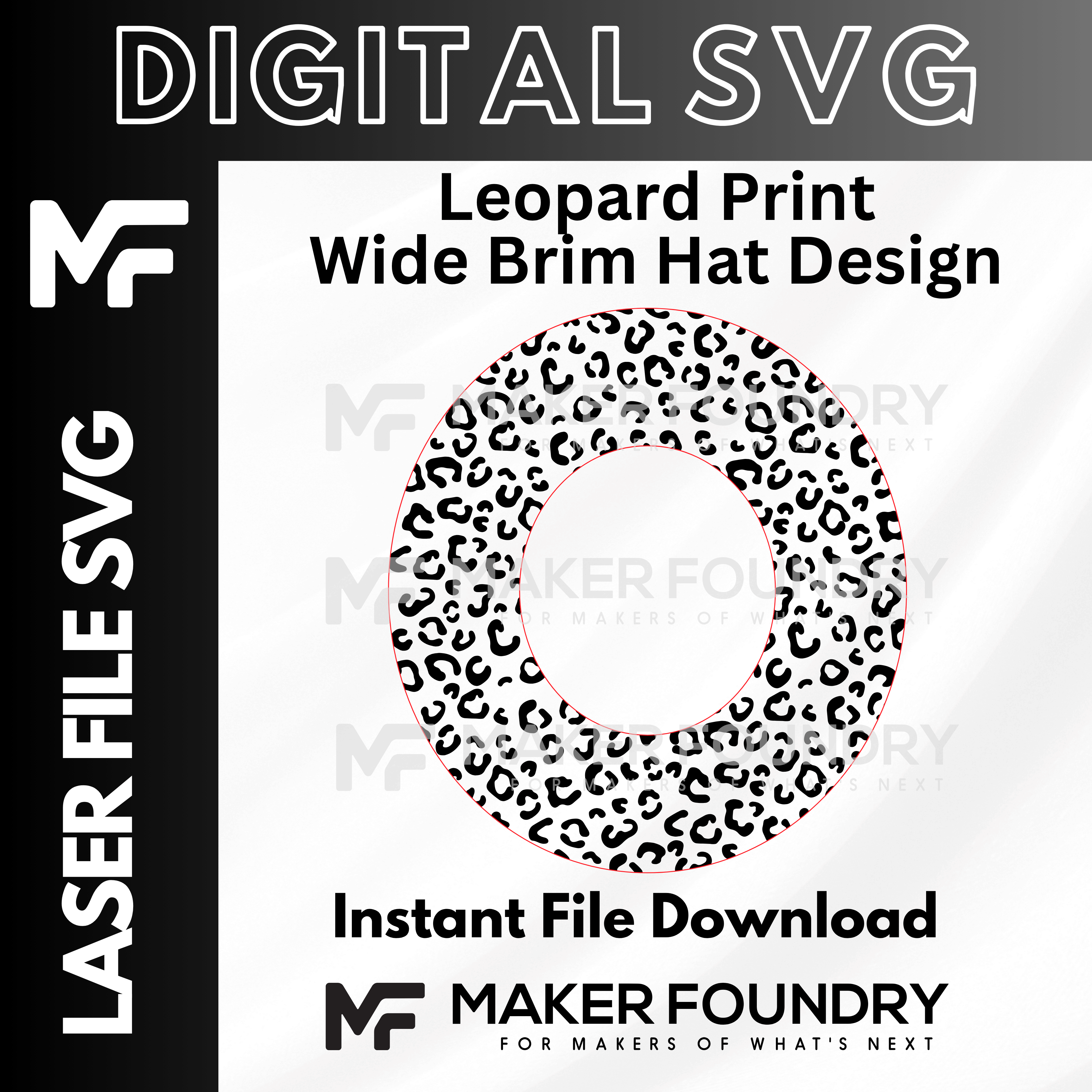 Leopard Print Wide Brim Hat Design | Laser Engraving File SVG