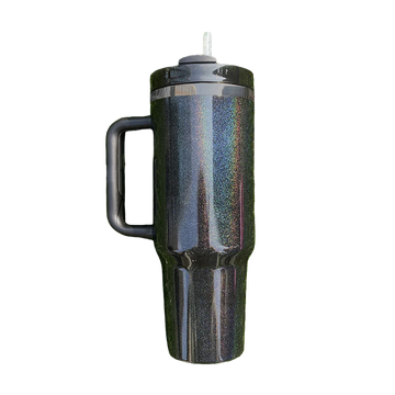 40oz Mirror Black Plated Tumbler - Midnight Glitz