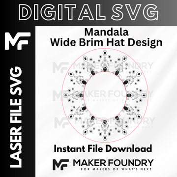 Mandala Wide Brim Hat Design | Laser Engraving File SVG