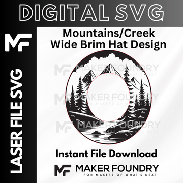 Mountain Creek Wide Brim Hat Design | Laser Engraving File SVG