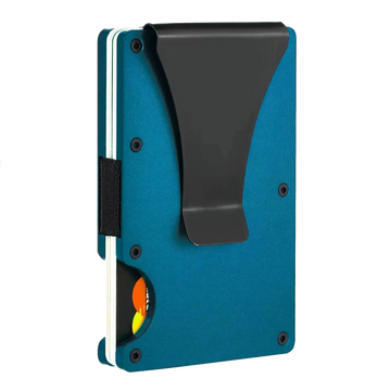 Minimalist RFID Wallet – Navy Blue Metal