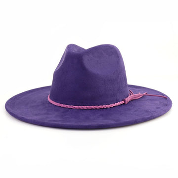 Vegan Suede Wide Brim Western Hat Blank - Purple