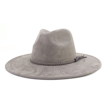 Vegan Suede Wide Brim Western Hat Blank - Charcoal