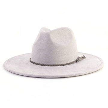 Vegan Suede Wide Brim Western Hat Blank - Mid Grey