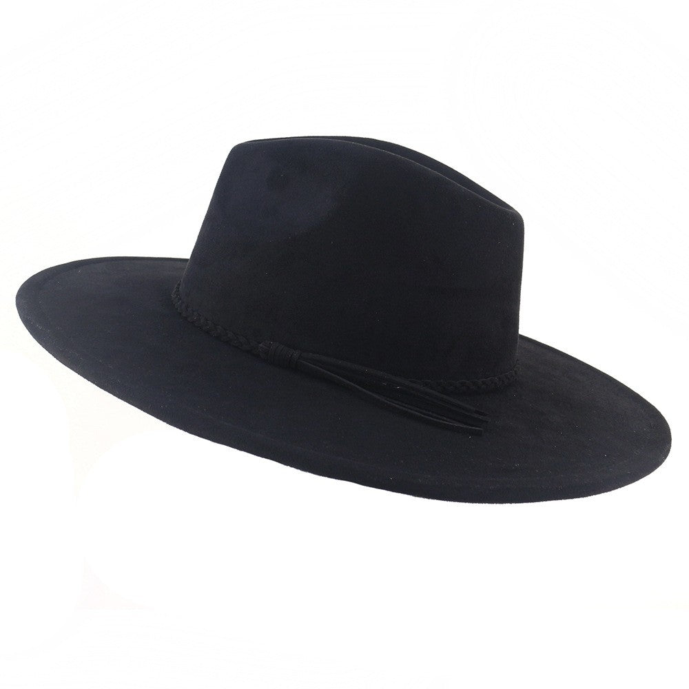 Vegan Suede Wide Brim Western Hat Blank - Black