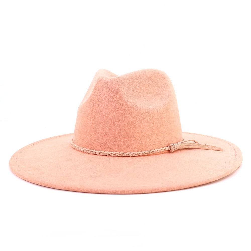 Vegan Suede Wide Brim Western Hat Blank - Dusty Pink