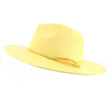 Vegan Suede Wide Brim Western Hat Blank - Yellow
