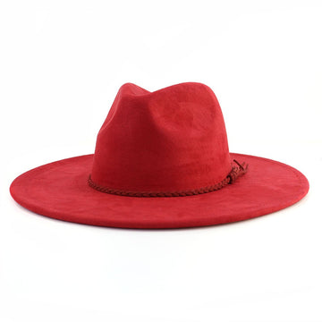 Vegan Suede Wide Brim Western Hat Blank - Red