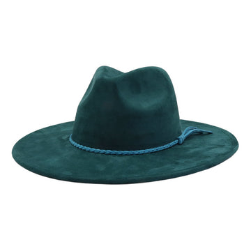 Vegan Suede Wide Brim Western Hat Blank - Dark Teal