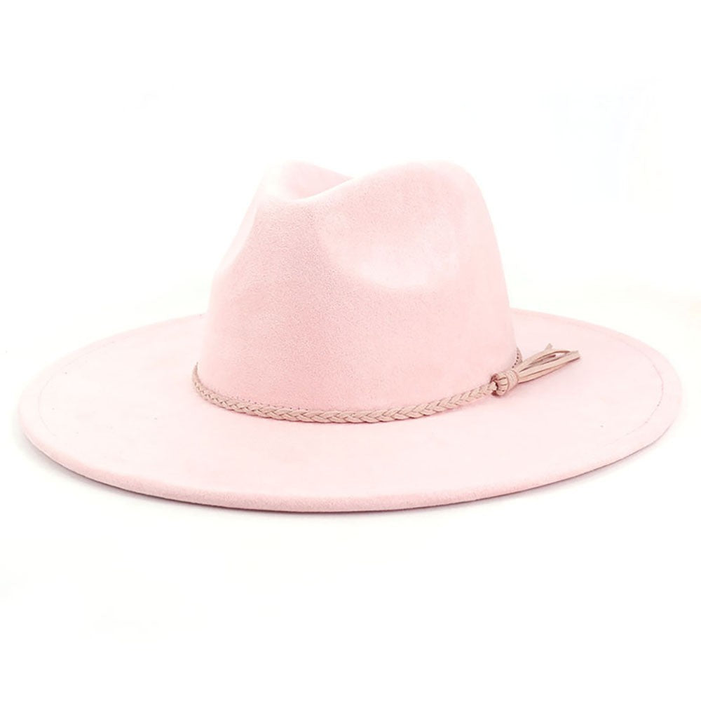 Vegan Suede Wide Brim Western Hat Blank - Blush