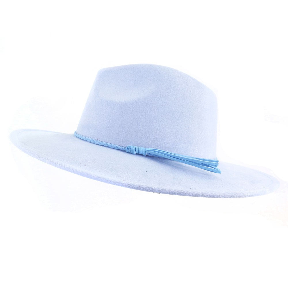 Vegan Suede Wide Brim Western Hat Blank - Sky Blue