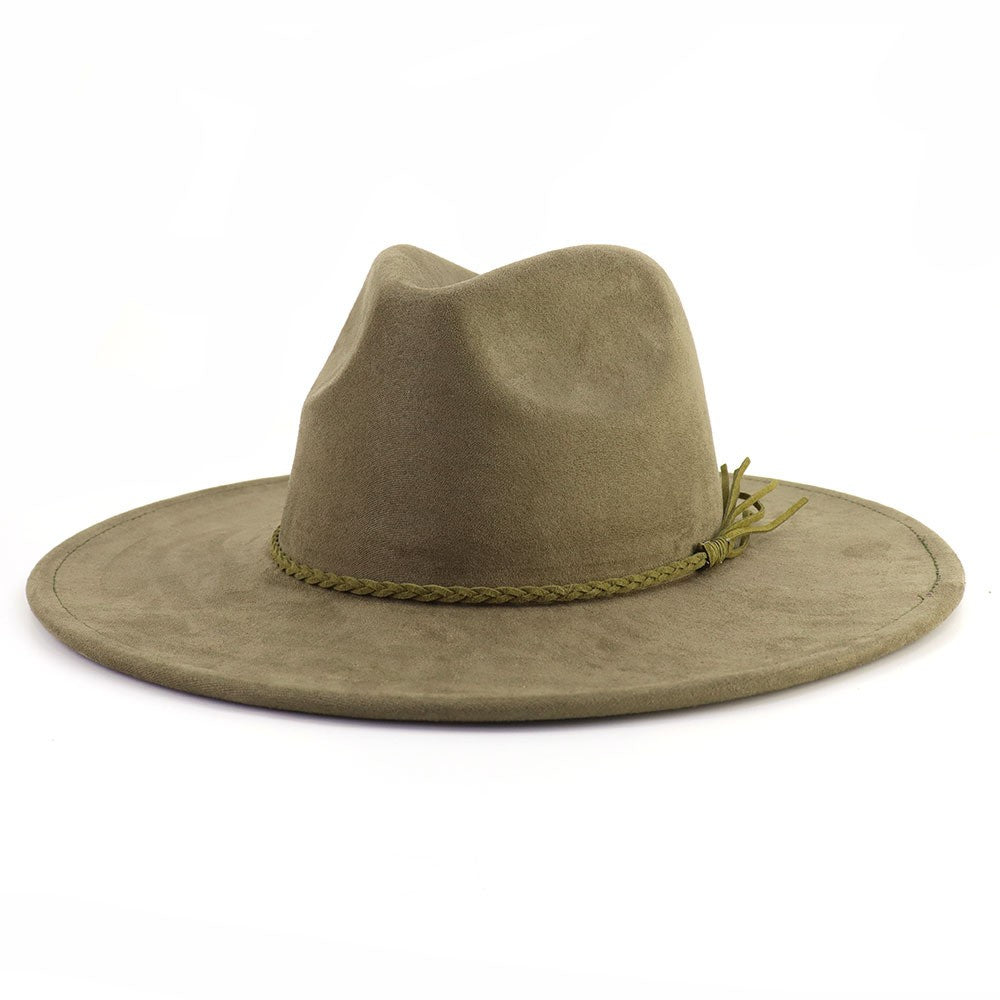 Vegan Suede Wide Brim Western Hat Blank - Army Green