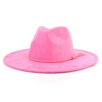 Vegan Suede Wide Brim Western Hat Blank - Pink