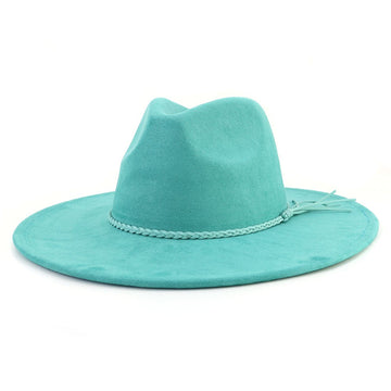 Vegan Suede Wide Brim Western Hat Blank - Teal