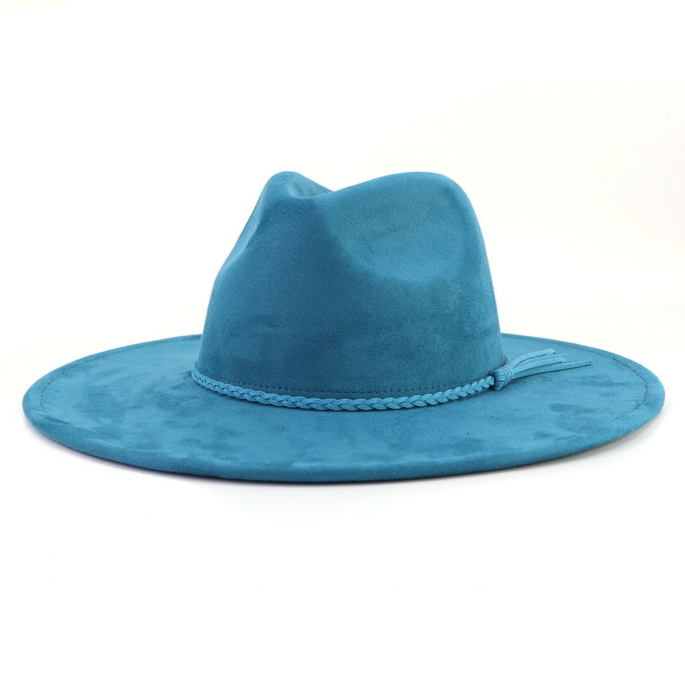 Vegan Suede Wide Brim Western Hat Blank - Turquoise
