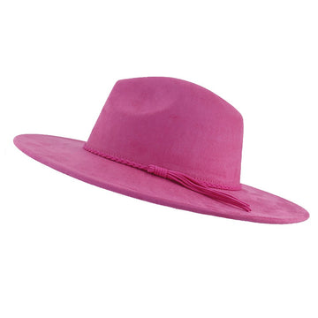 Vegan Suede Wide Brim Western Hat Blank - Fuchsia
