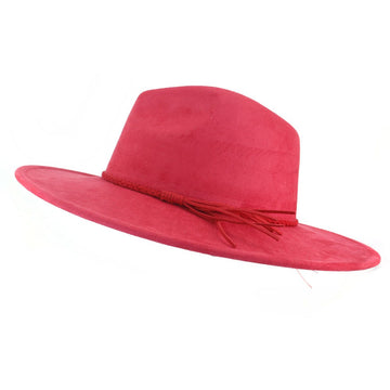 Vegan Suede Wide Brim Western Hat Blank - Rose