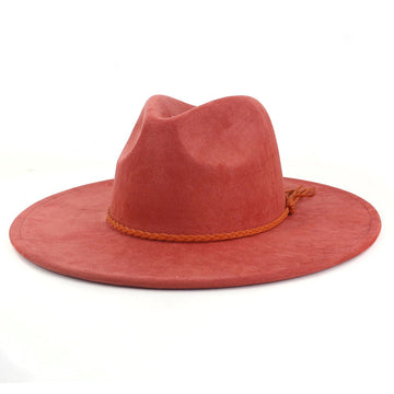 Vegan Suede Wide Brim Western Hat Blank - Rust Red