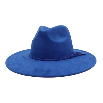 Vegan Suede Wide Brim Western Hat Blank - Blue