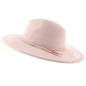 Vegan Suede Wide Brim Western Hat Blank - Light Pink
