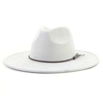Vegan Suede Wide Brim Western Hat Blank - Light Grey