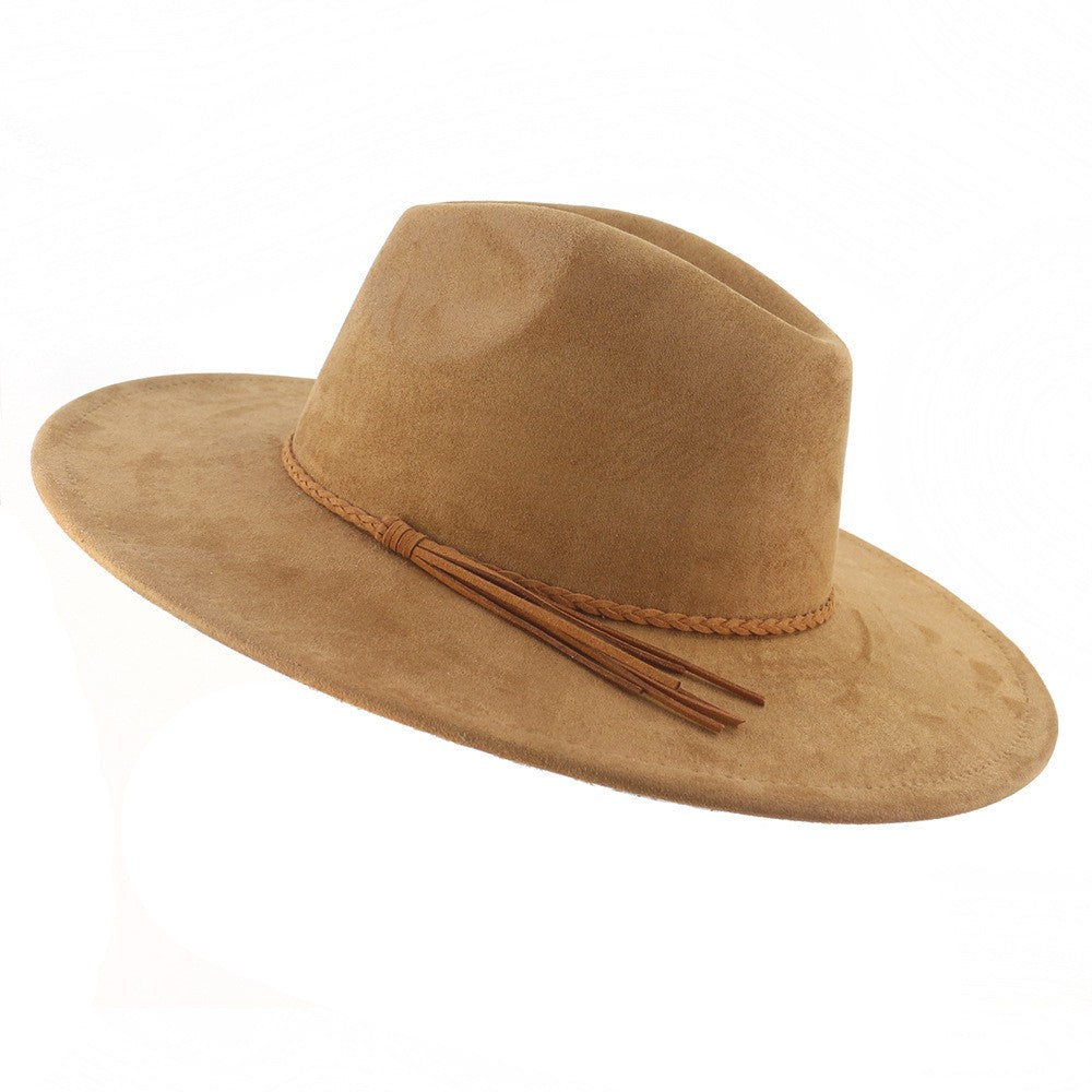 Vegan Suede Wide Brim Western Hat Blank - Khaki