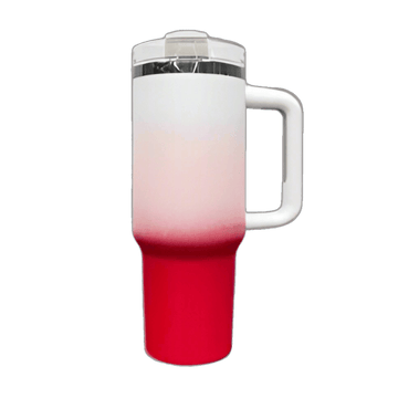 40oz Mirror Black Plated Tumbler - Ombre Red